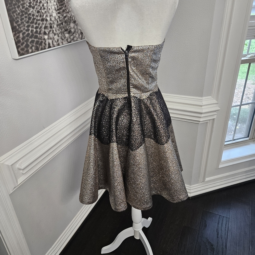 Anthropologie Sachin and Babi Foil Brocade Mini Dress size 8 black and gold - Picture 11 of 16